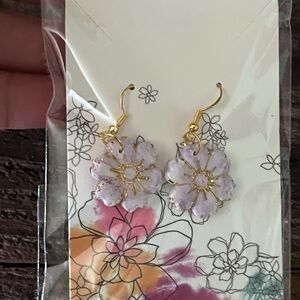 Floral Gold and Purple Earrings